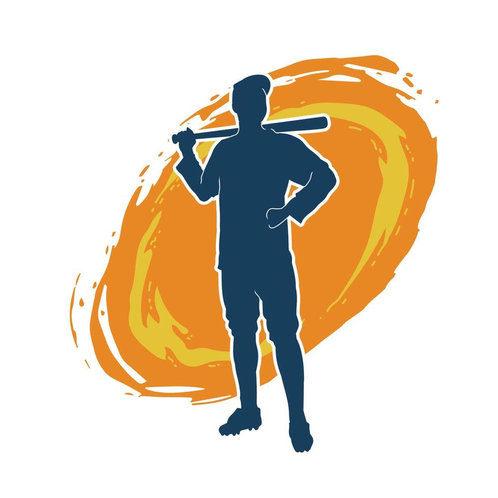 silhouette de une Masculin base-ball Battre joueur dans action pose. silhouette de une homme athlète en jouant base-ball sport comme une Battre. vecteur