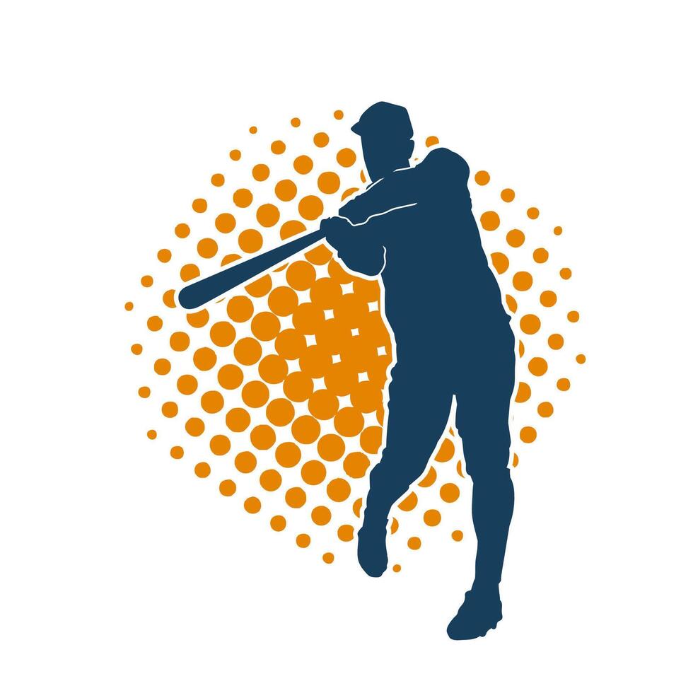 silhouette de une Masculin base-ball Battre joueur dans action pose. silhouette de une homme athlète en jouant base-ball sport comme une Battre. vecteur