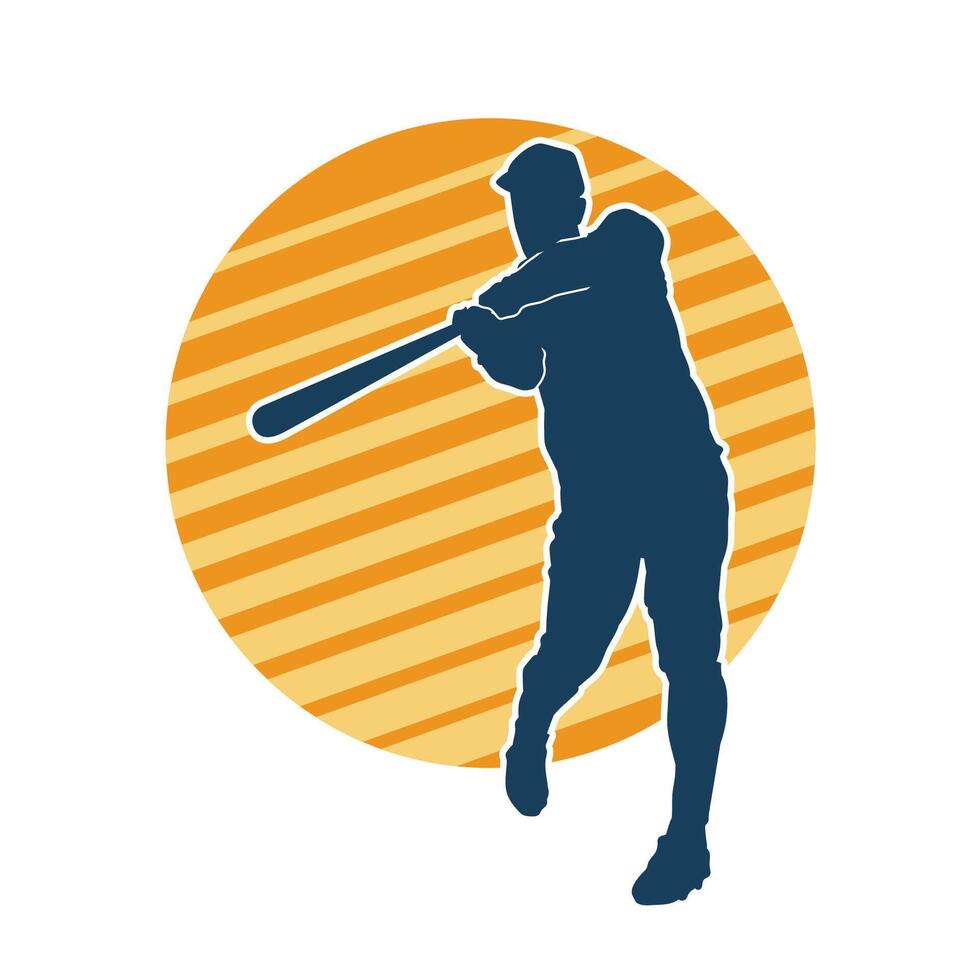 silhouette de une Masculin base-ball Battre joueur dans action pose. silhouette de une homme athlète en jouant base-ball sport comme une Battre. vecteur