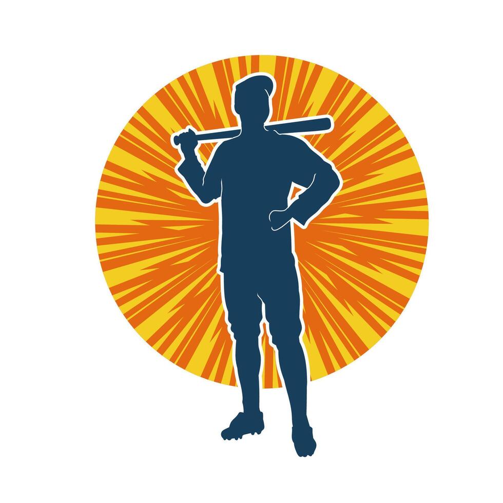 silhouette de une Masculin base-ball Battre joueur dans action pose. silhouette de une homme athlète en jouant base-ball sport comme une Battre. vecteur