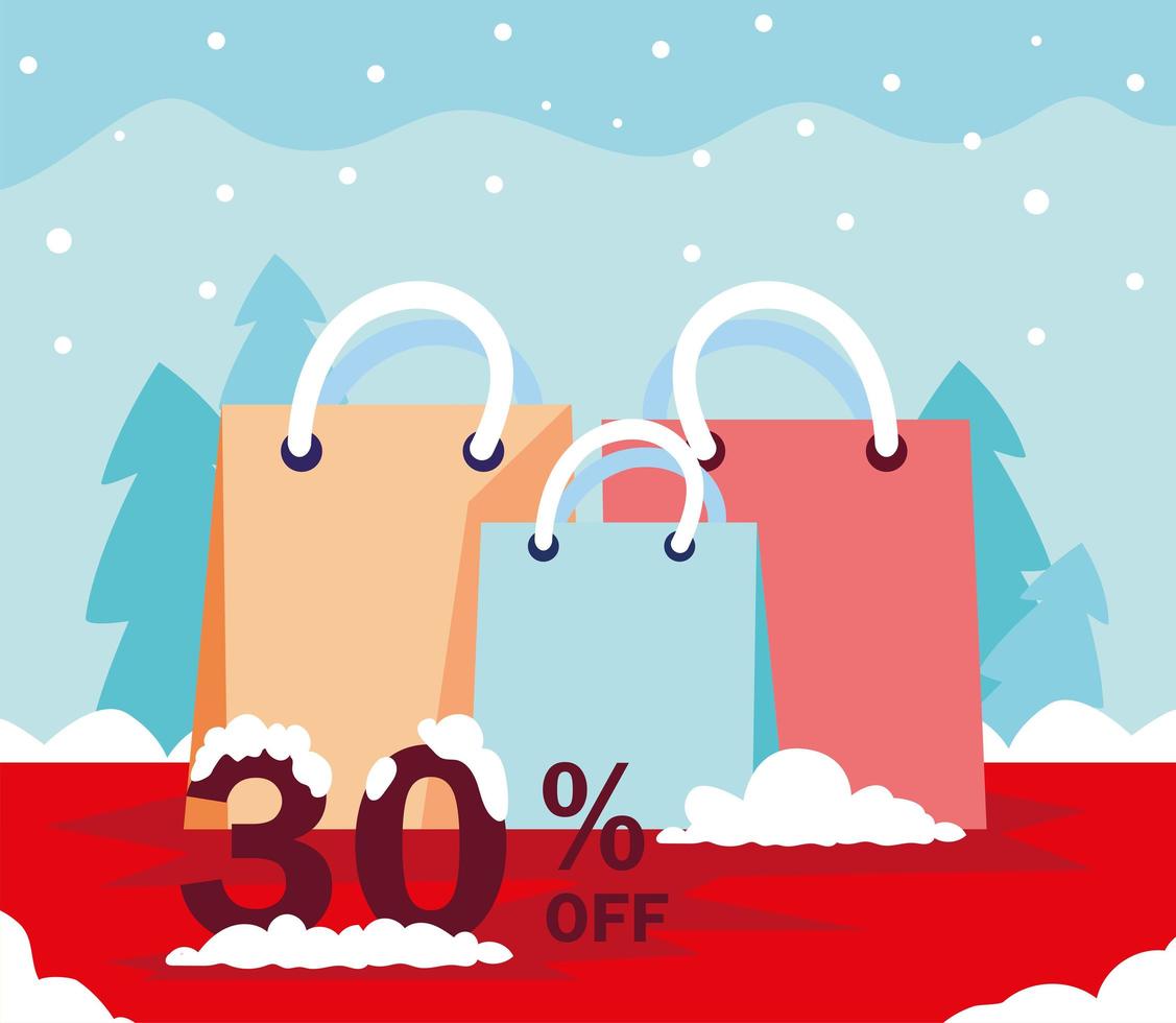 promotions et réductions de noël, soldes d'hiver vecteur