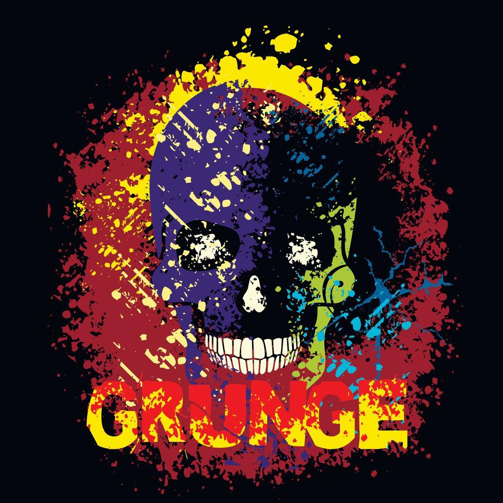 signe gothique avec crâne, t-shirts design vintage grunge vecteur