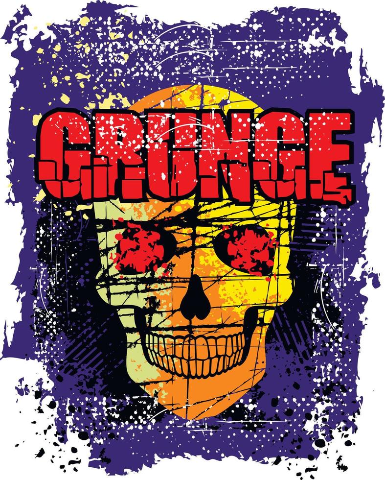 signe gothique avec crâne, t-shirts design vintage grunge vecteur