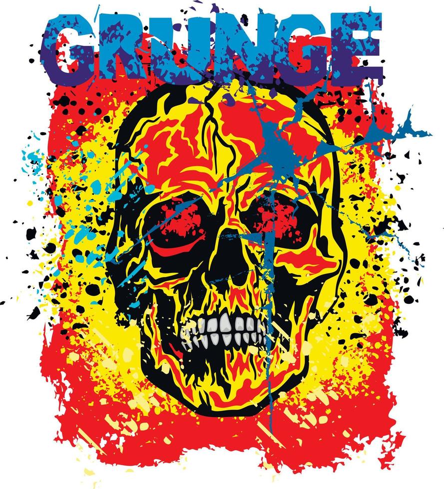 signe gothique avec crâne, t-shirts design vintage grunge vecteur