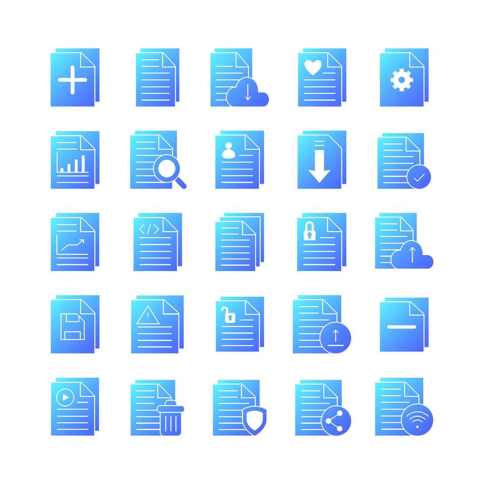 ensemble d'icônes de document à plat pour le site Web, l'application mobile, la présentation, les médias sociaux. adapté à l'interface utilisateur et à l'expérience utilisateur. vecteur