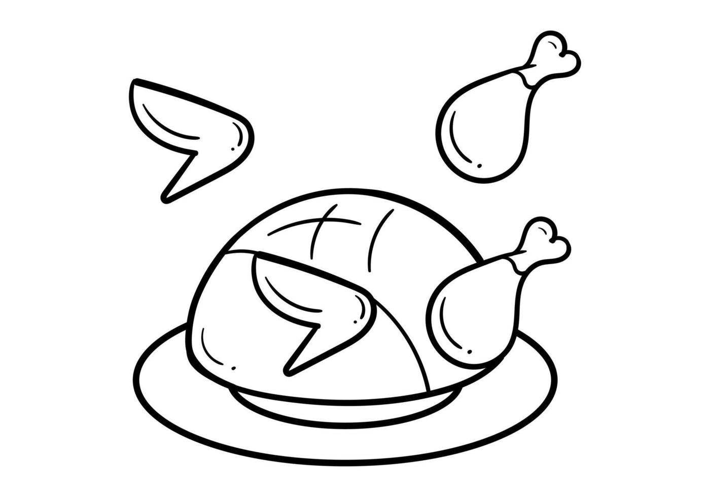 illustration de poulet frit dessinés à la main vecteur