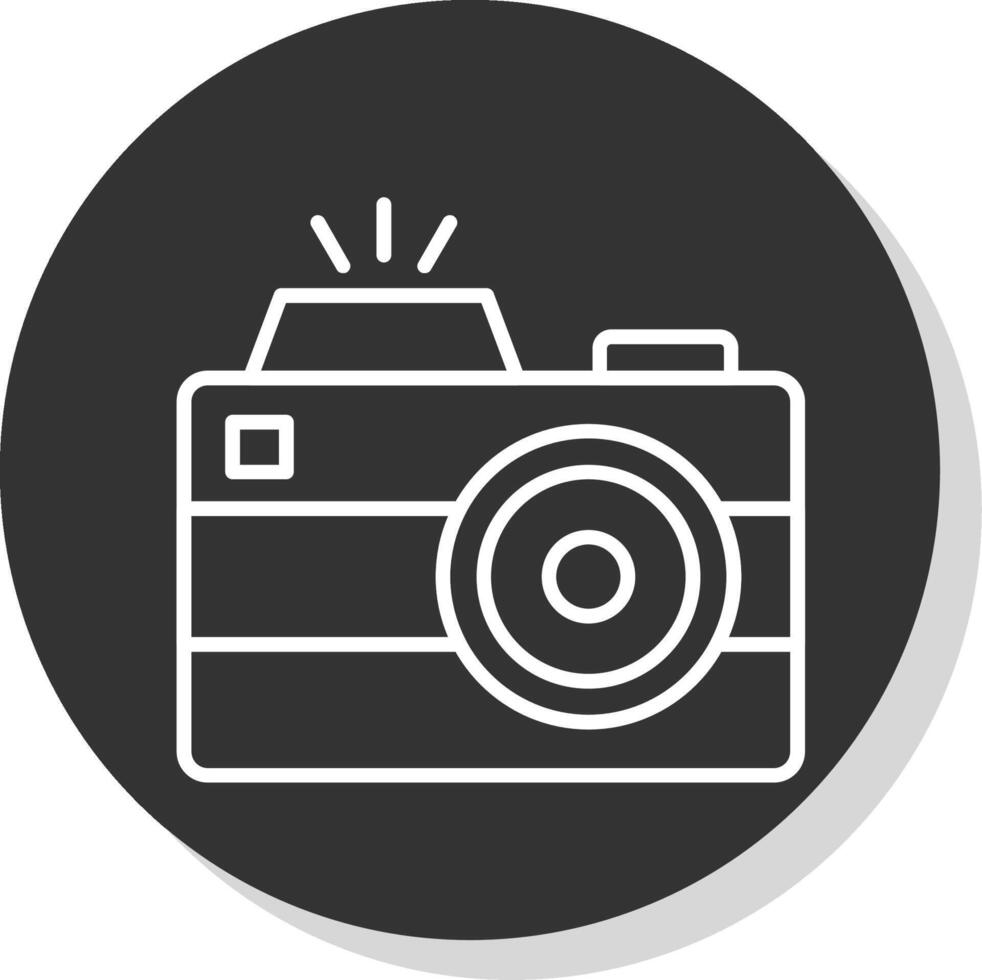 caméra ligne gris cercle icône vecteur