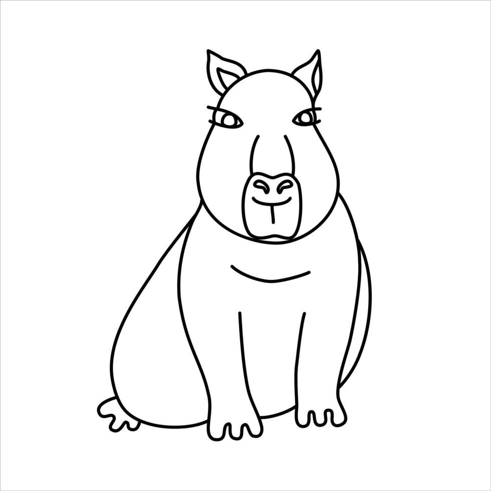 ligne illustration de une capibara. vecteur