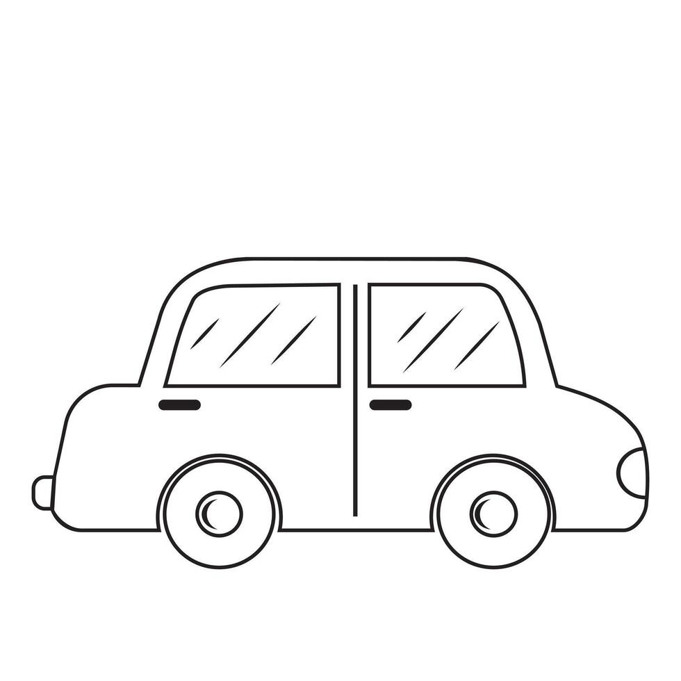 le silhouette de une petit voiture sur une blanc Contexte. le véhicule icône est une côté voir. isolé pochoir illustration vecteur