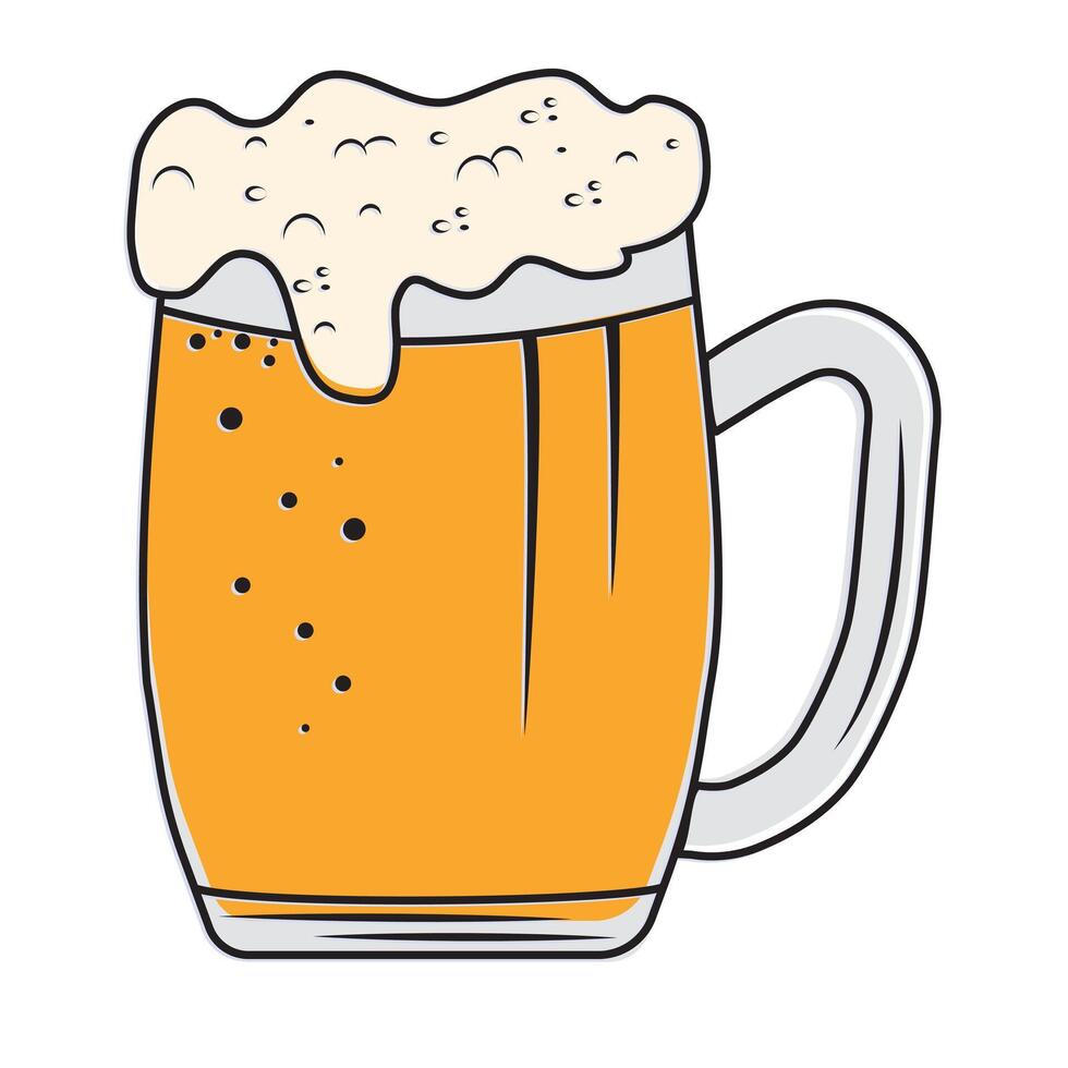 Bière dans une tasse, isolé illustration sur une blanc Contexte vecteur