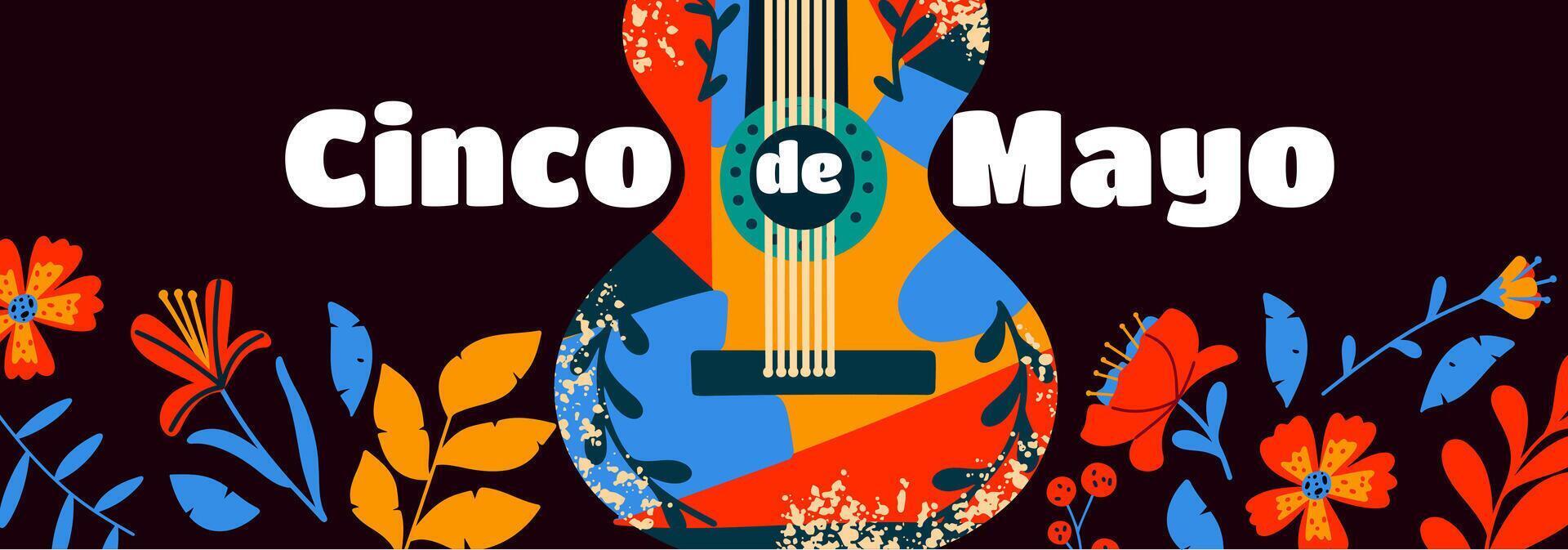 cinco de mayo de fête bannière. vacances dans Mexique. coloré conception affiche. illustration dans main dessiner style. vecteur