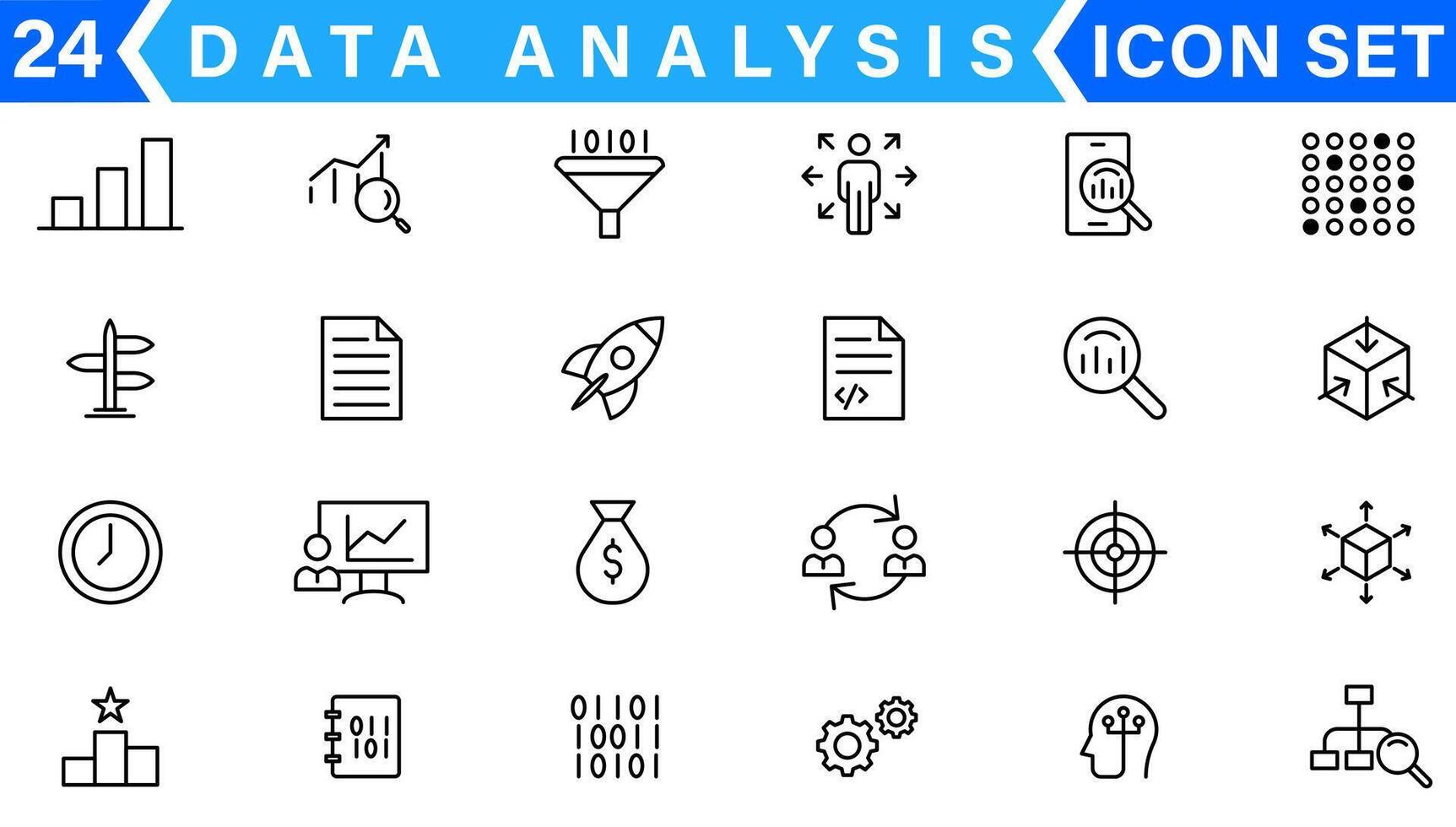 Les données une analyse mince ligne icône ensemble. Les données En traitement contour pictogrammes pour site Internet et mobile app gui. numérique analytique Facile interface utilisateur, ux Icônes vecteur