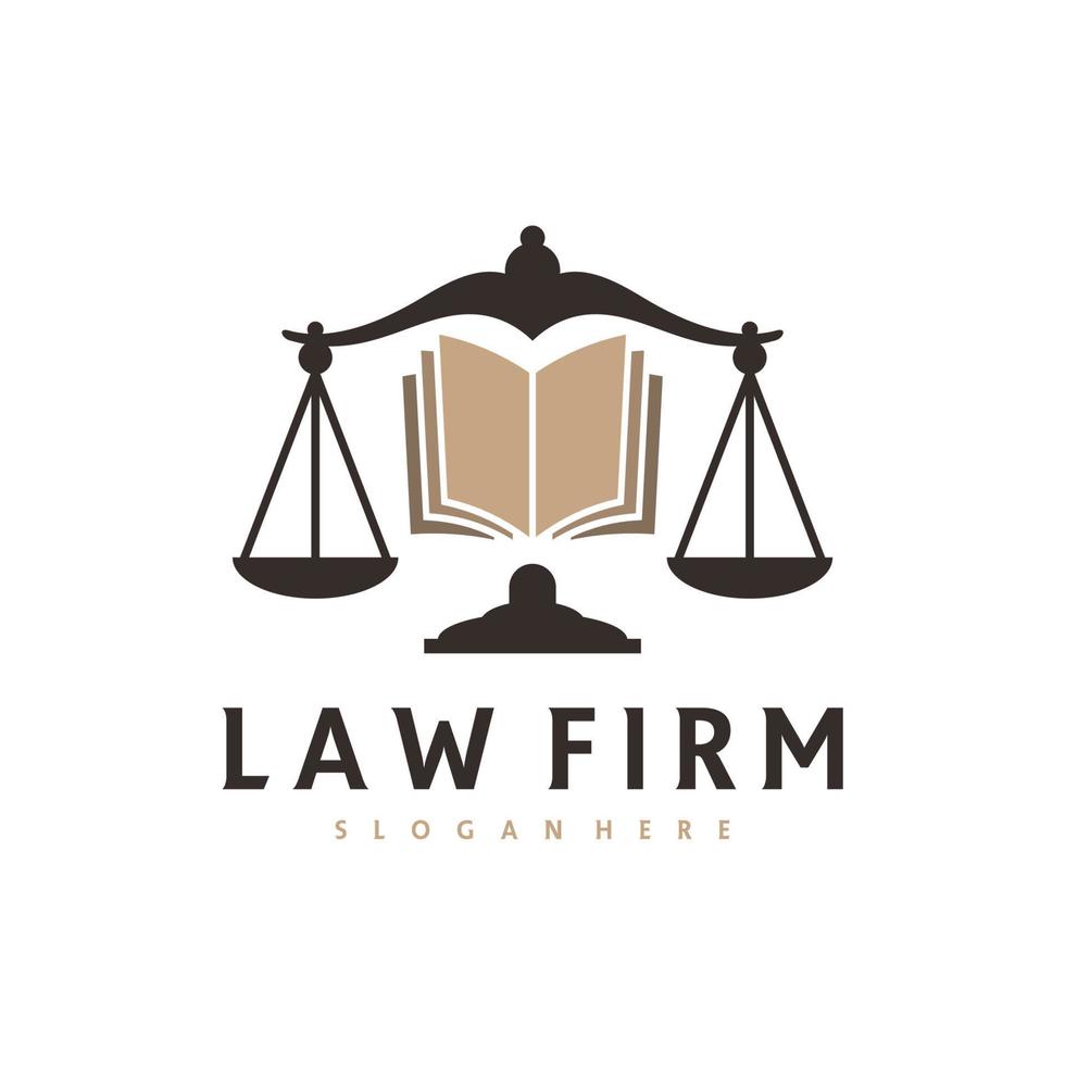 modèle de vecteur de logo de livre de justice, concepts de conception de logo de cabinet d'avocats créatifs