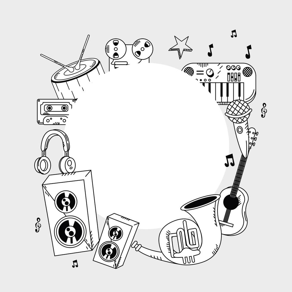 instruments dans un cadre circulaire vecteur