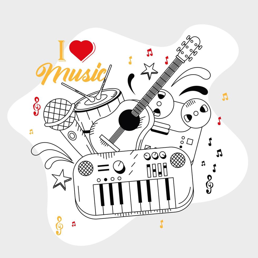 instruments de musique doodle vecteur