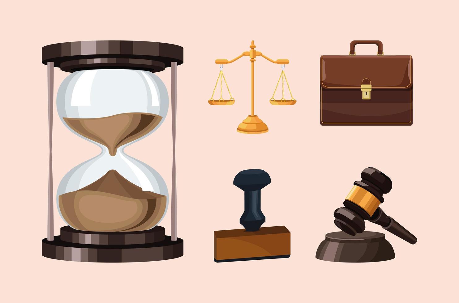 cinq icônes de justice de la loi vecteur