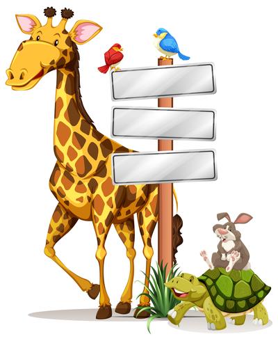 Girafe et autres animaux par le signe vecteur