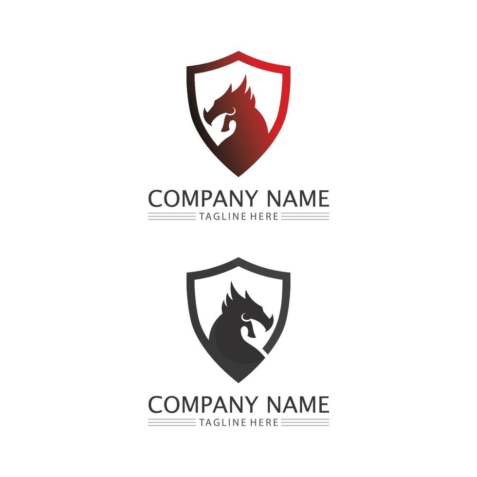 dragon vector icon illustration logo design set animal fantasy