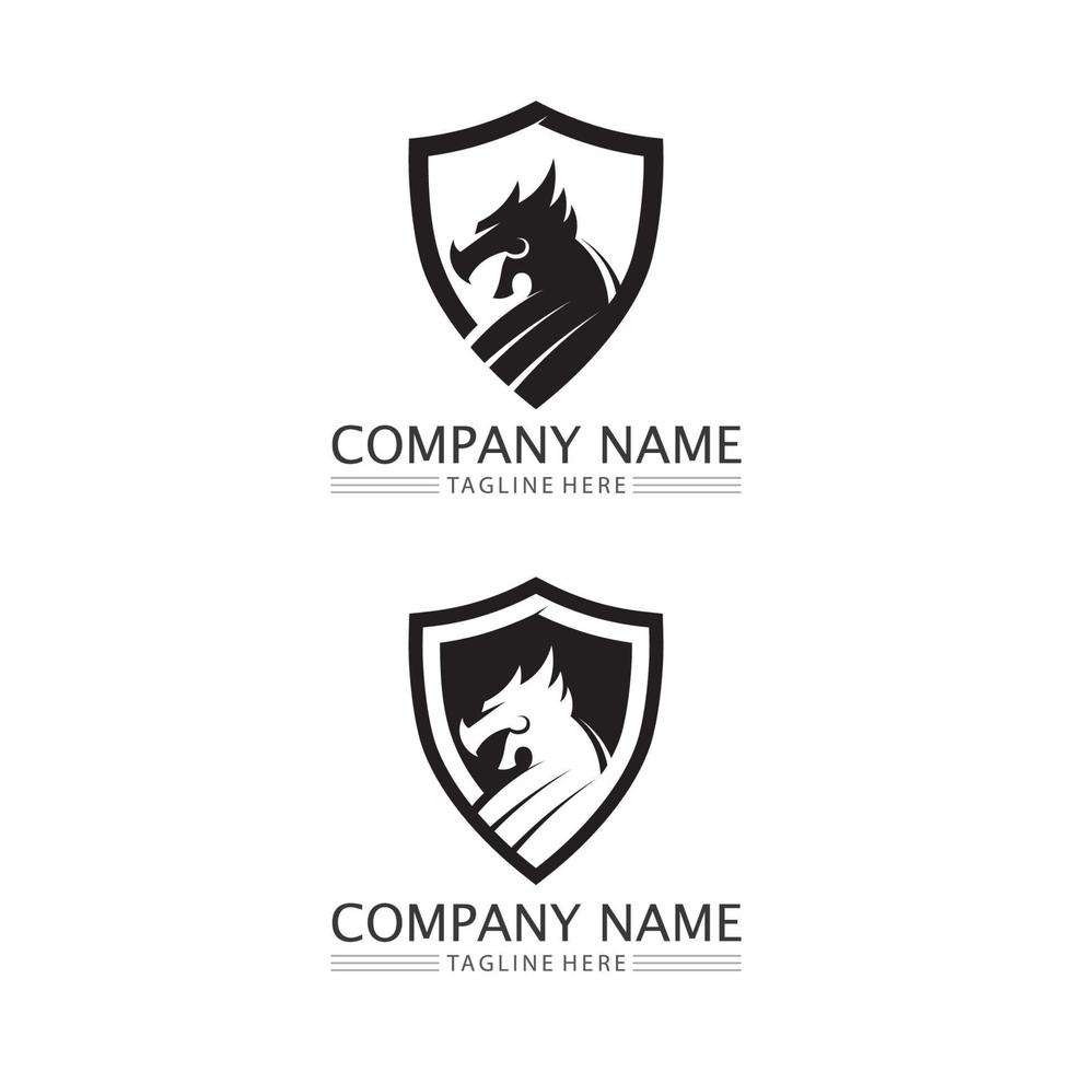 dragon vector icon illustration logo design set animal fantasy