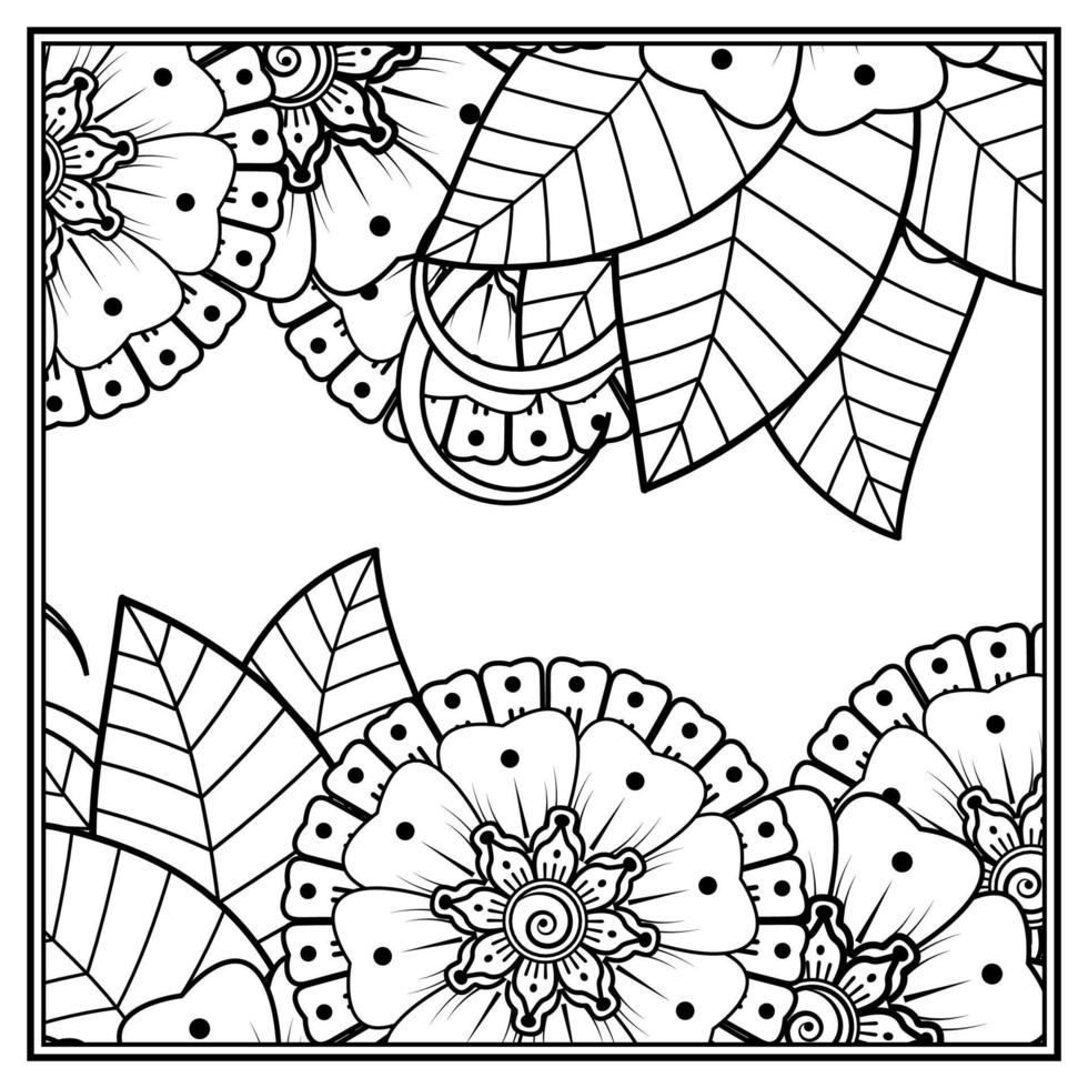 fleur de mehndi pour henné, mehndi, tatouage, décoration. ornement décoratif dans un style oriental ethnique, ornement de griffonnage, dessin à la main de contour. page de livre de coloriage. vecteur