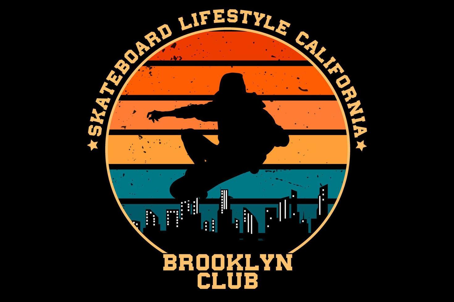 skateboard lifestyle californie brooklyn club retro vintage design vecteur