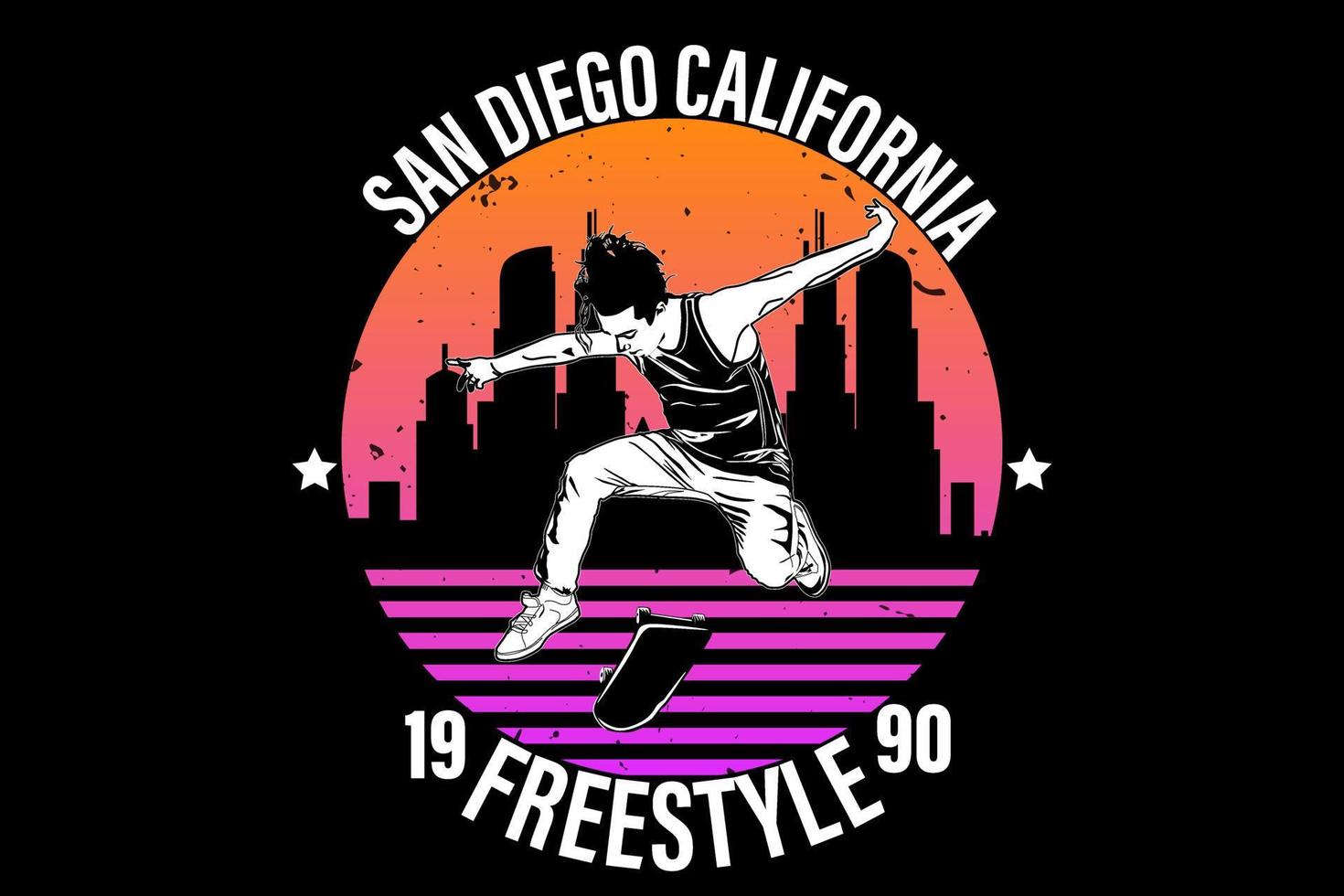 san diego californie freestyle rétro vintage design vecteur