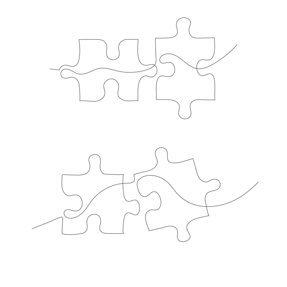 puzzle continu de pièces de dessin d'une ligne sur fond blanc. illustration vectorielle dessinés à la main. vecteur