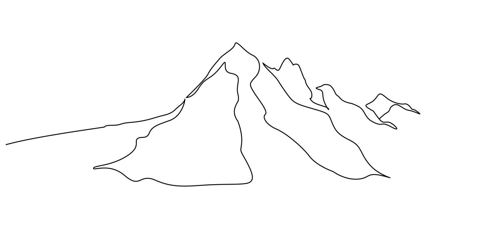 Montagne de pointe sommet un ligne art minimaliste conception vecteur