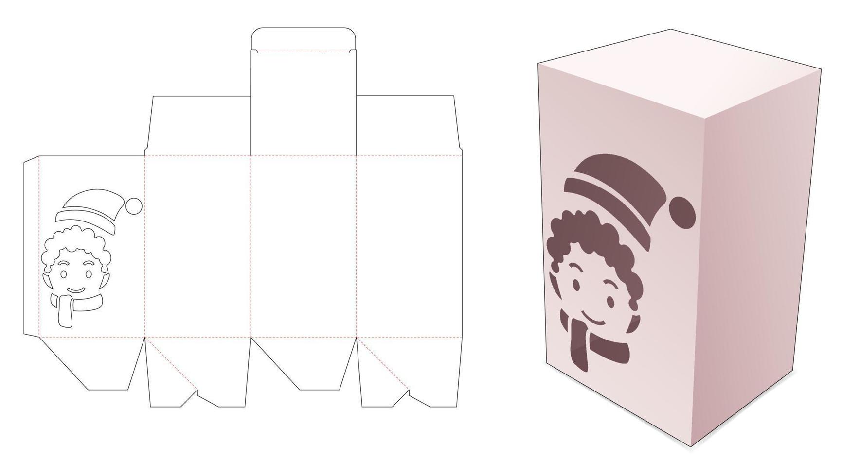 boîte d'emballage simple avec modèle découpé au pochoir pour homme de noël vecteur