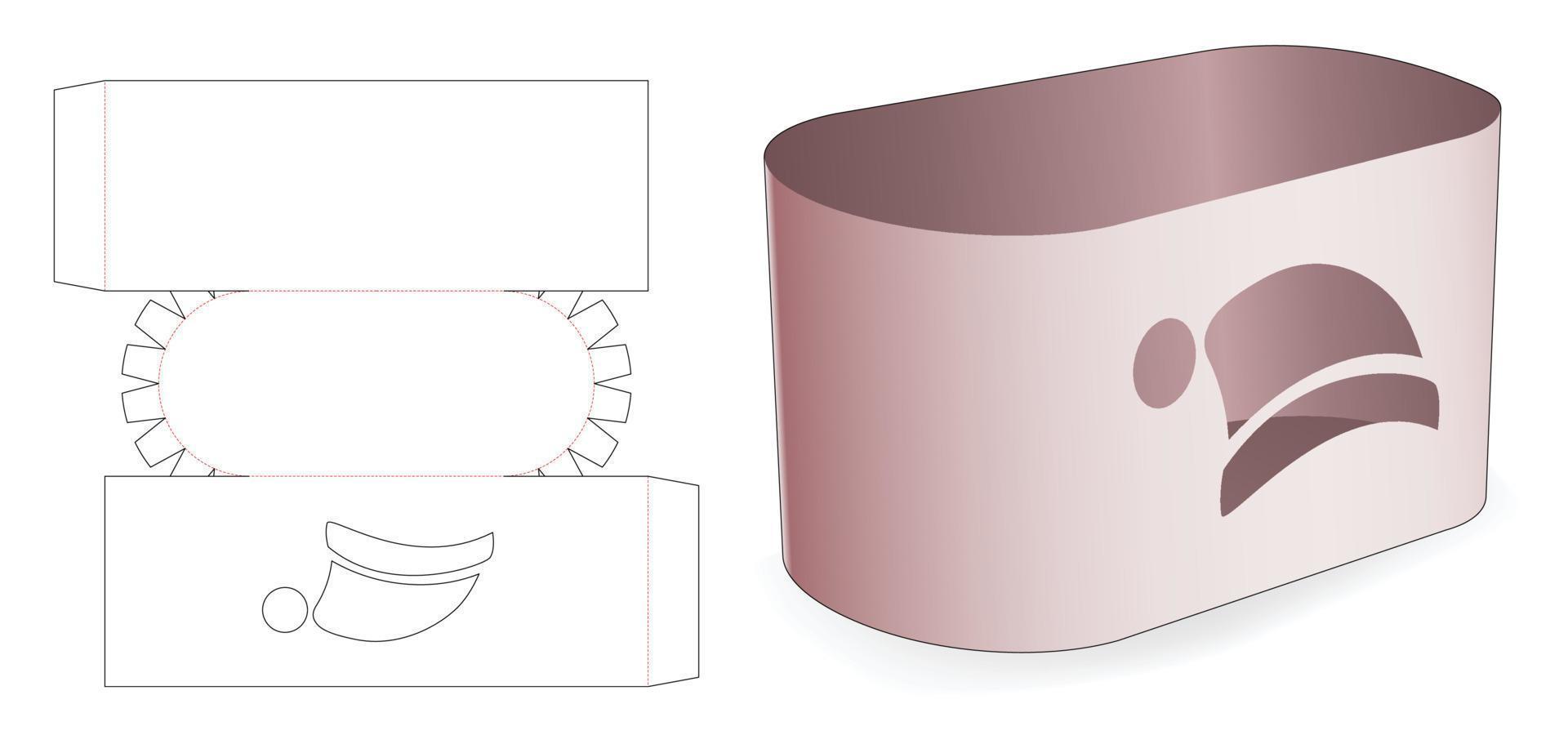 bol rond en carton avec modèle de découpe de fenêtre de chapeau de noël vecteur