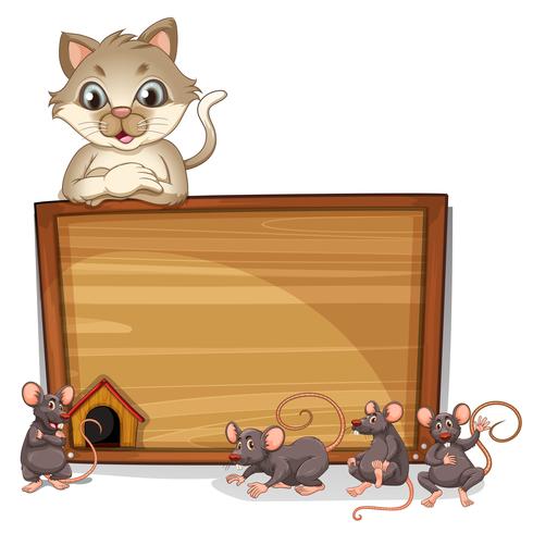 Une bannière de chat et de rats vecteur