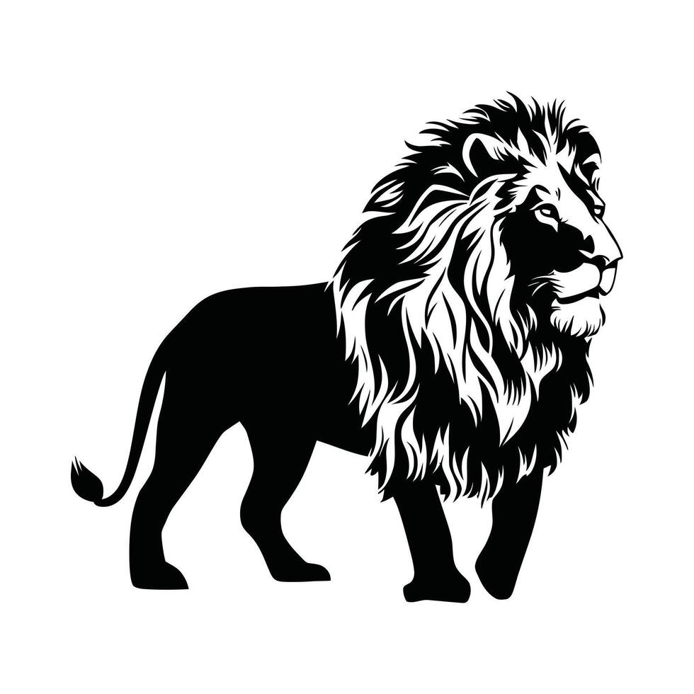 noir et blanc Lion illustration silhouette. vecteur