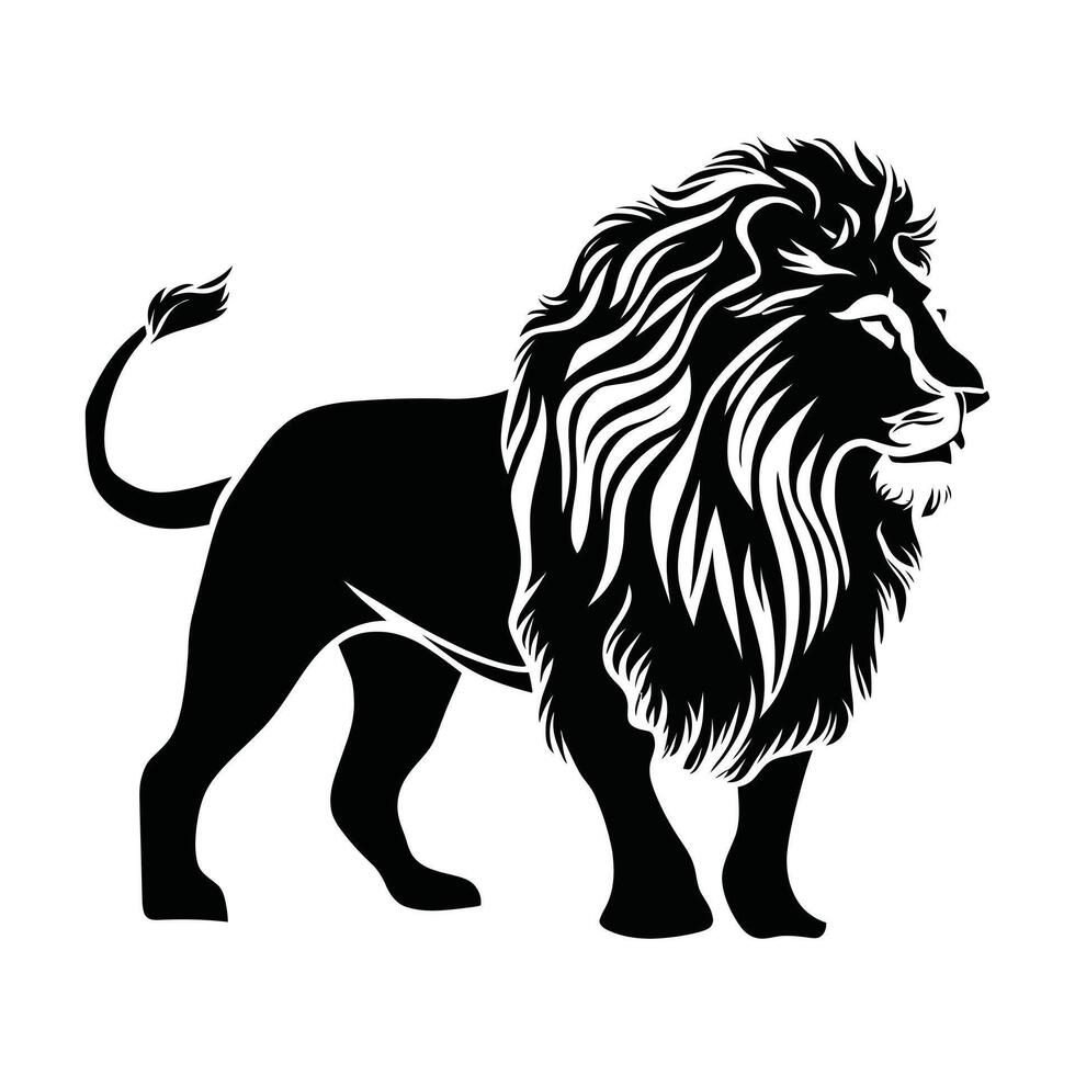 noir et blanc Lion illustration silhouette. vecteur