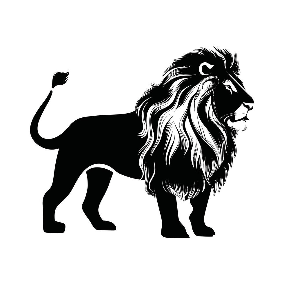 noir et blanc Lion illustration silhouette. vecteur