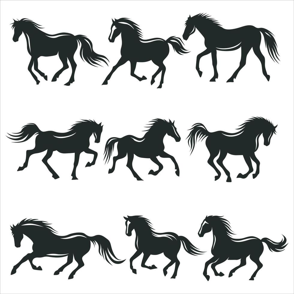 cheval silhouette illustration paquet collection vecteur