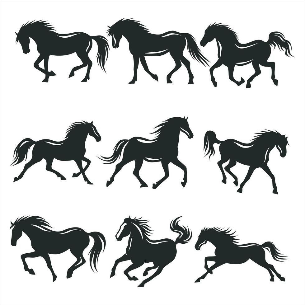 cheval silhouette illustration paquet collection vecteur