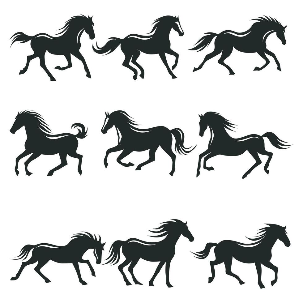 cheval silhouette illustration paquet collection vecteur