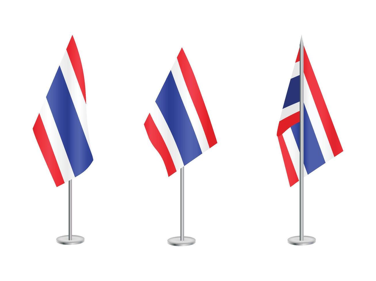 drapeau de Thaïlande avec argent pôle.set de la Thaïlande nationale drapeau vecteur