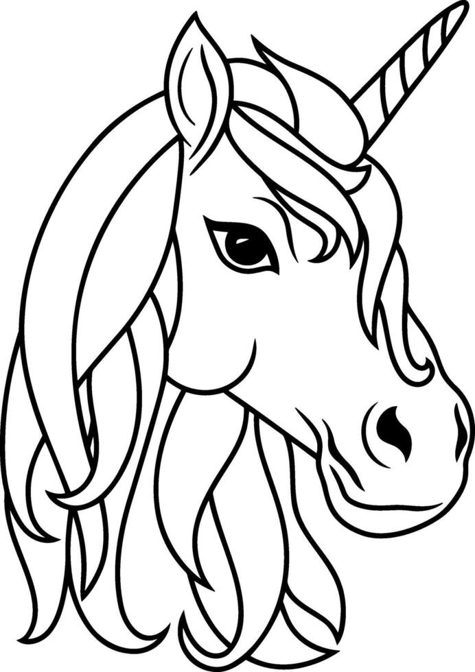 Licorne rêver gros cheval animal tatouage esquisser illustration vecteur