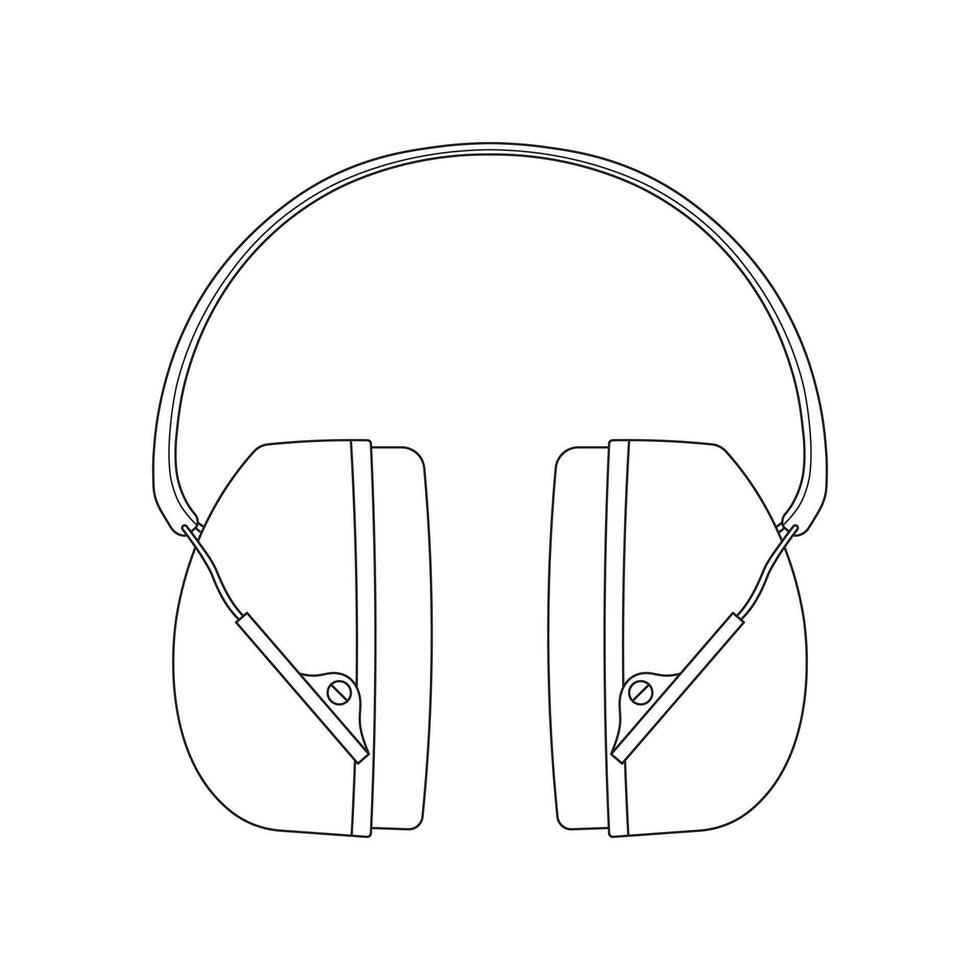 main tiré dessin animé illustration cache-oreilles audition protection icône isolé sur blanc vecteur