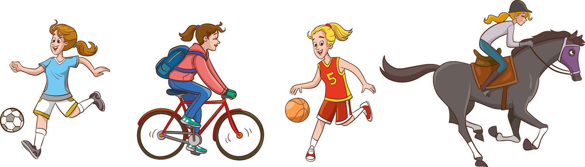 ensemble de femmes Faire différent des sports illustration vecteur