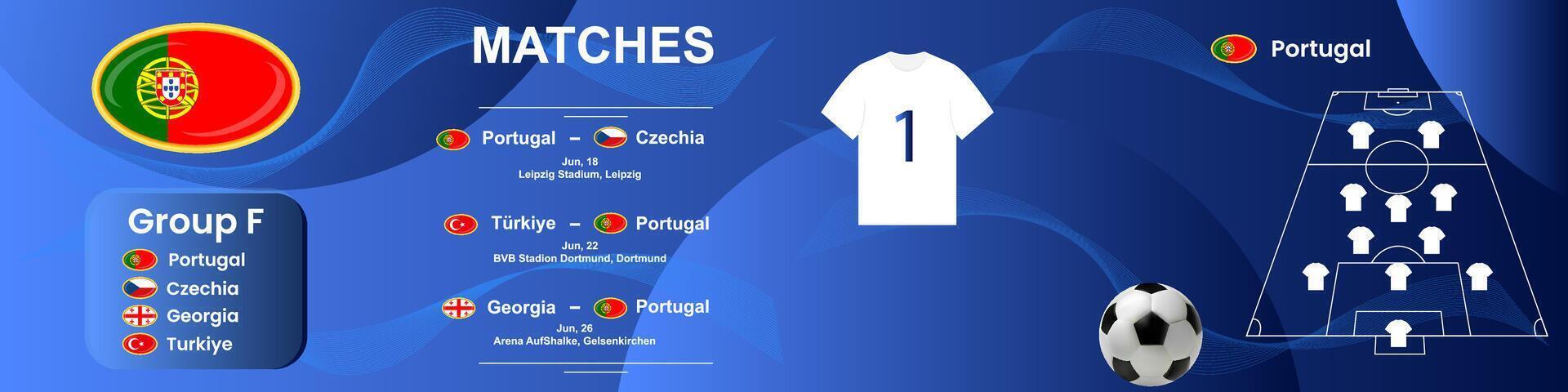 information bannière de le le Portugal nationale Football équipe avec rencontre calendrier. sans couture carrousel pour Instagram. vecteur