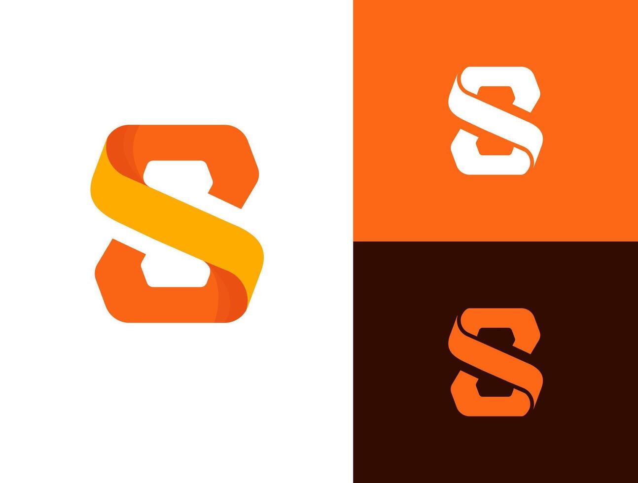 abstrait initiale lettre s logo. Orange et Jaune géométrique formes isolé sur blanc, Orange et noir Contexte. pouvez être utilisé pour divers entreprises. vecteur