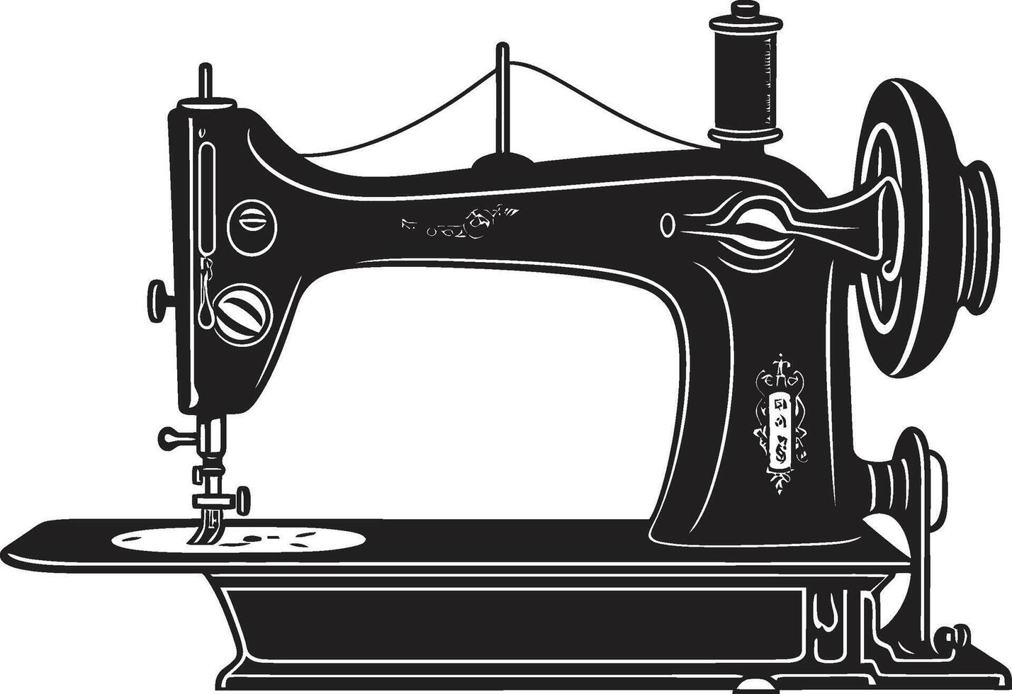 élégance dans fil noir couture machine adapté tapisserie élégant noir pour lisse couture machine vecteur