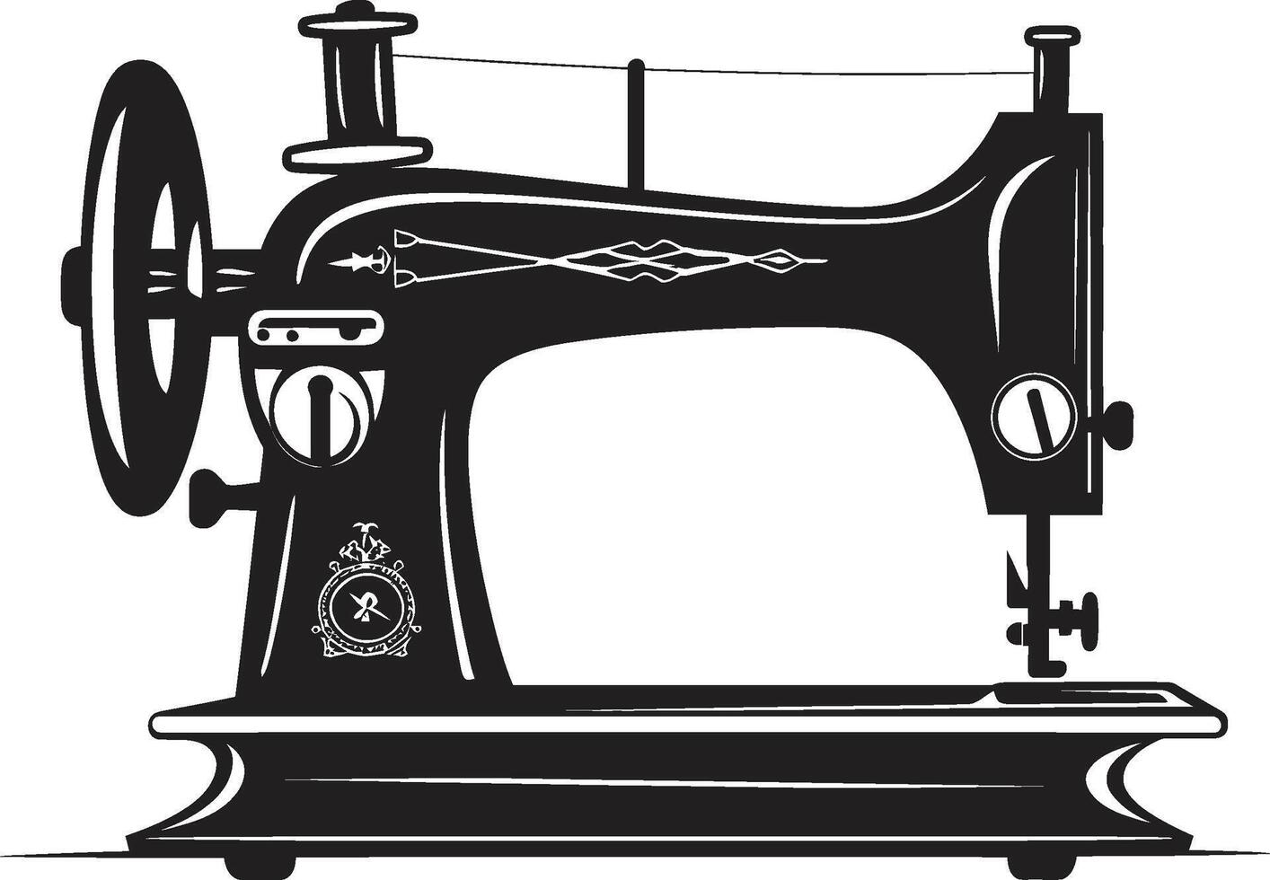 couture savoir-faire noir couture machine adapté fils élégant noir pour précision couture machine vecteur