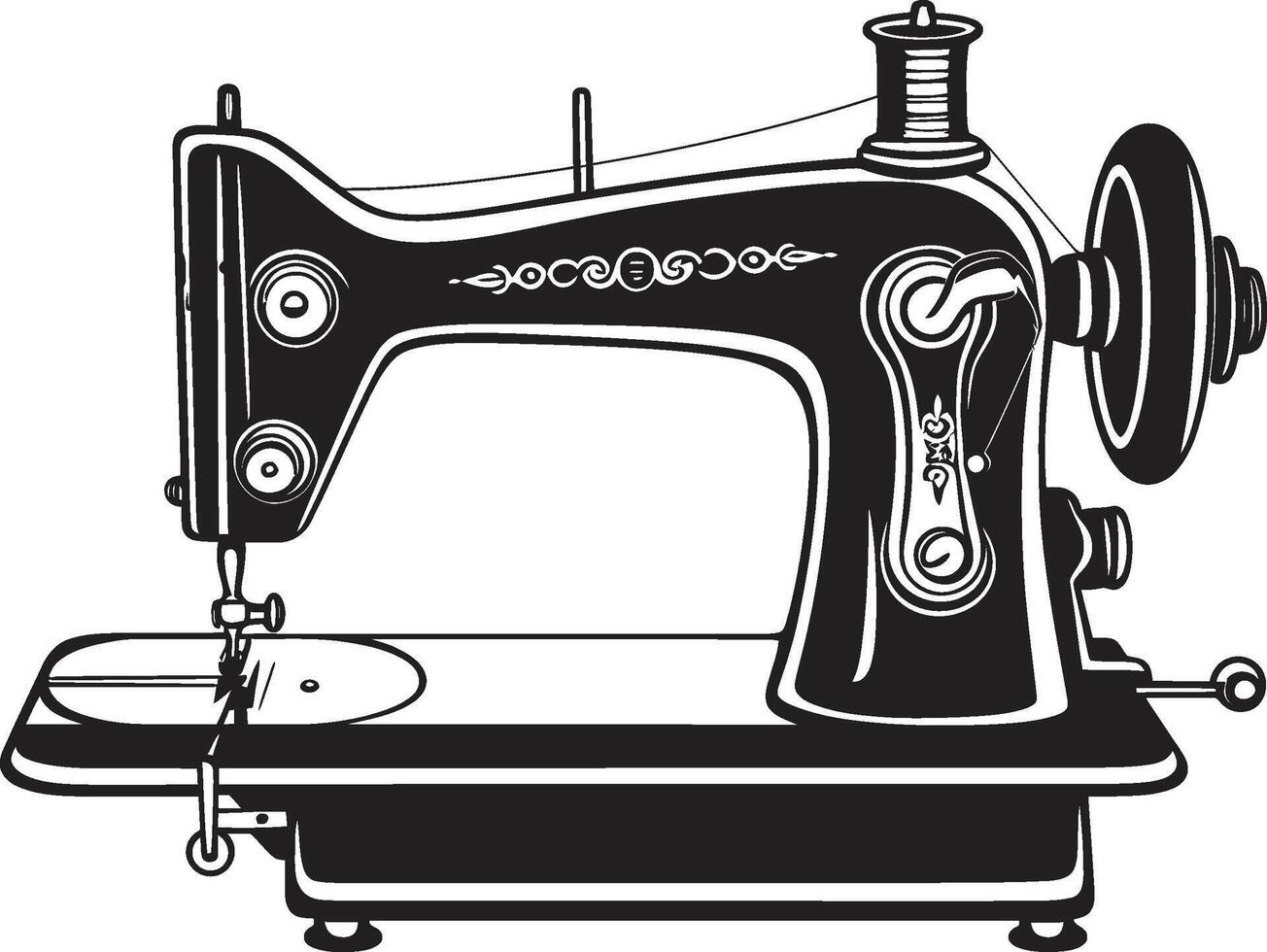 couture savoir-faire élégant noir couture machine dans adapté fils noir pour précision couture machine vecteur