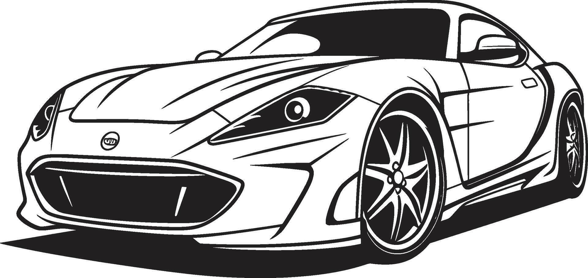 course journée se ruer noir ic pour voiture de sport lineart emblème rapide talent artistique élégant voiture de sport lineart dans noir vecteur