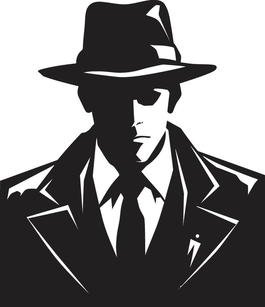 monde souterrain élégance mafia costume et chapeau emblème pimpant Don de mafia patron dans costume vecteur