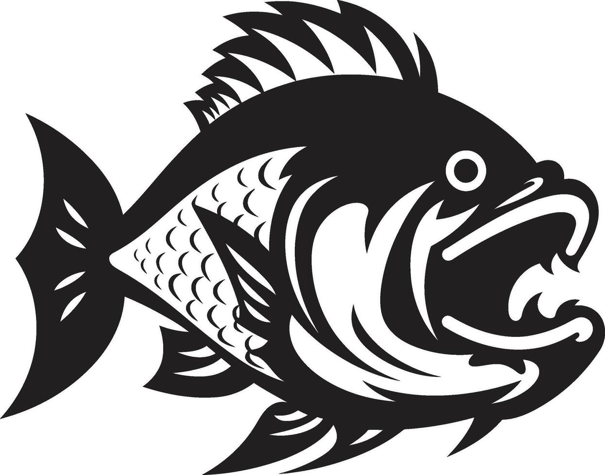 féroce piranha complexe noir logo conception pour une audacieux marque prédateur mordre élégant icône illustration avec lisse piranha silhouette vecteur