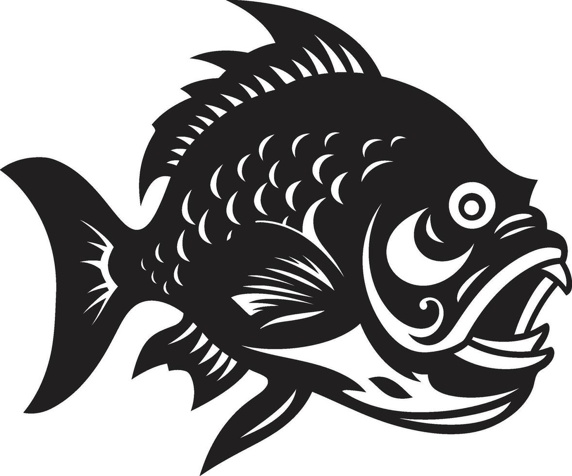 prédateur Obliger lisse noir emblème avec noir inspiré piranha féroce l'eau bête élégant logo conception avec moderne piranha art vecteur